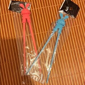 Cute Bunny Chopsticks Set - Pink and Blue
